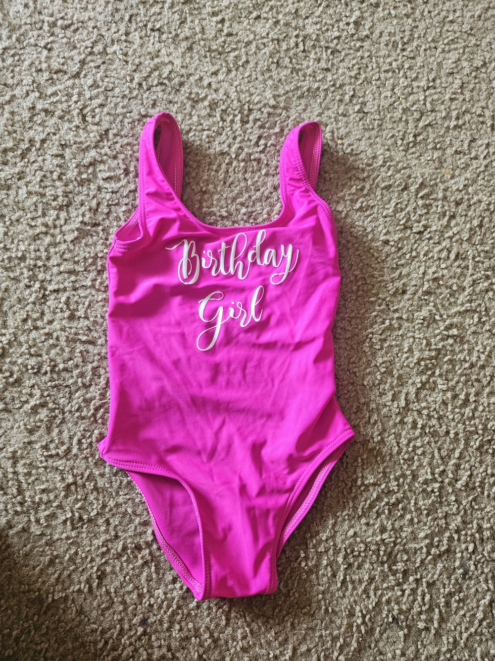 NewBright Pink "Birthday Girl" One-Piece Swimsuit